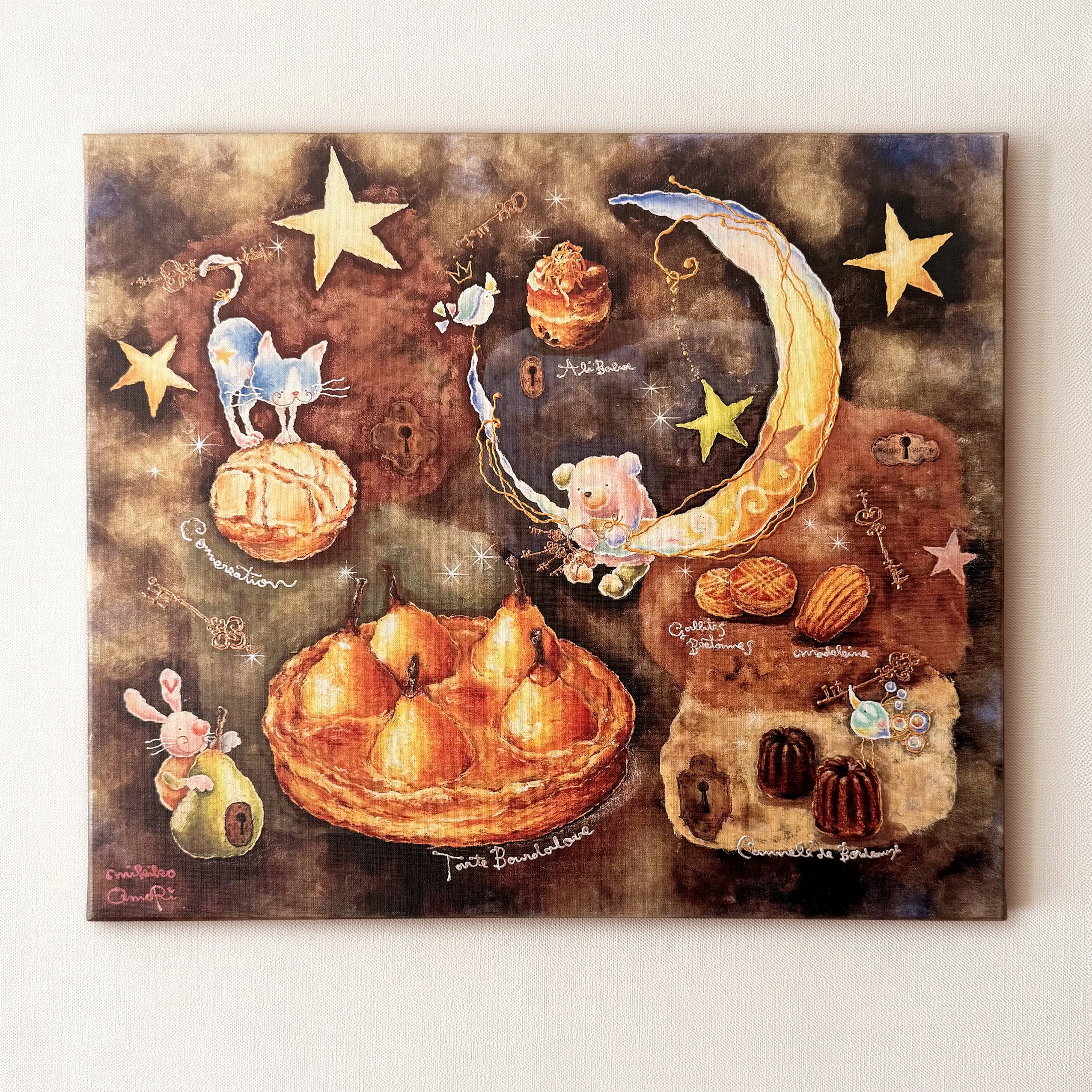 手彩色アートパネル・秘密の焼き菓子工房